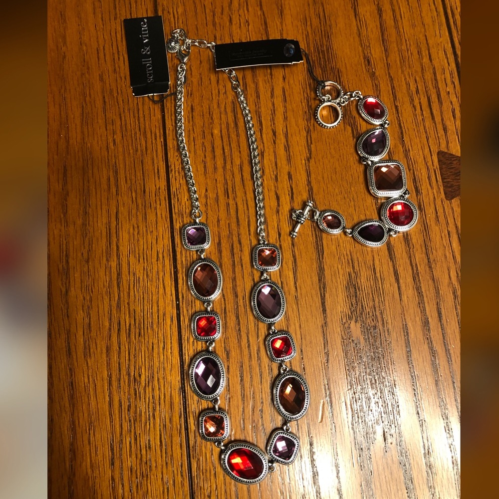 Scroll & Vine Reversible Necklace & Bracelet Set